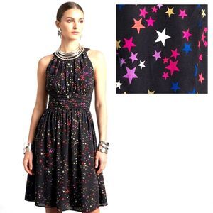PATRIOTIC 4th of July 100% Silk Star Halter Dress 4th of July Bicentennial USA 6
